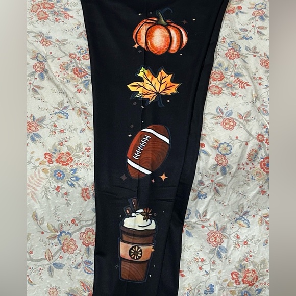 🏈 Halloween Print High Waist Workout Leggings, Casual Skinny - Picture 4 of 11